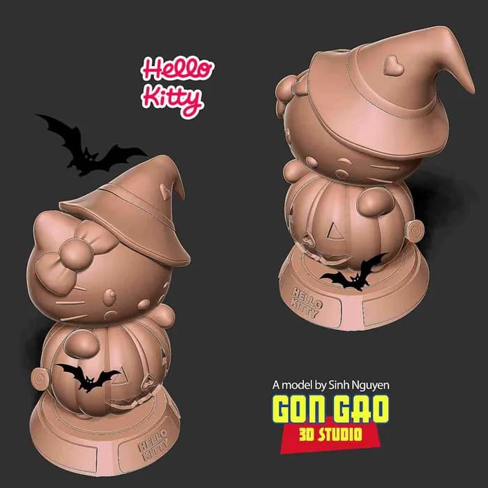 STL - hello kitty halloween custom render 4