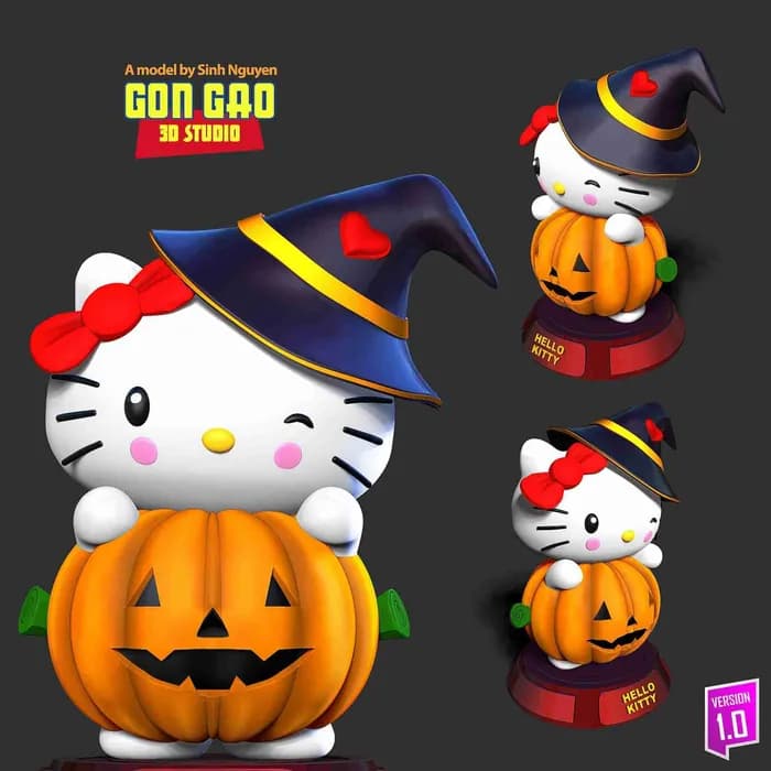 STL - hello kitty halloween custom render 5