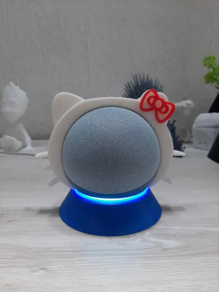 STL - hello kitty stand for echo dot 4 gen render 1
