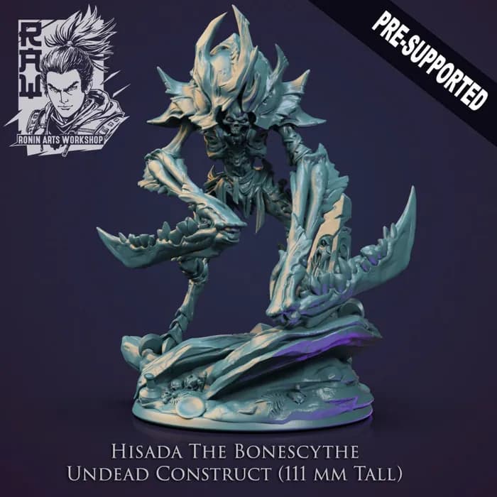 STL - hisada the bonescythe undead construct supported rar render 1