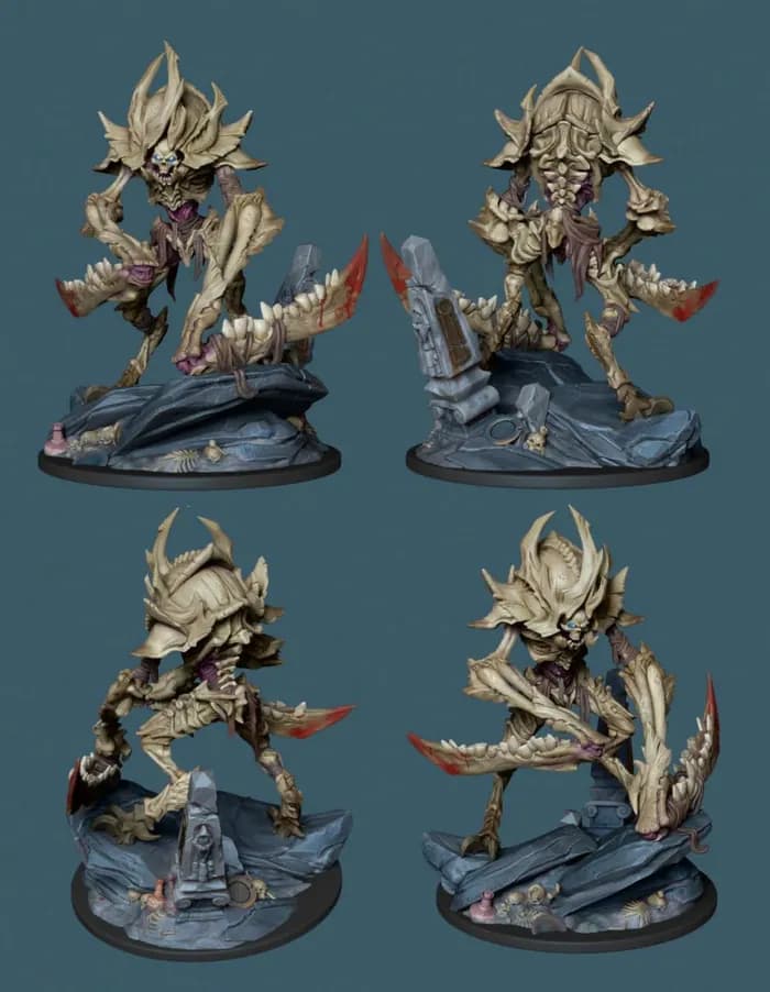 STL - hisada the bonescythe undead construct supported rar render 2