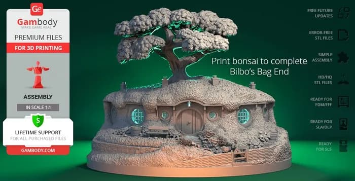 STL - hobbiton bonsai pot 3d printing model render 2