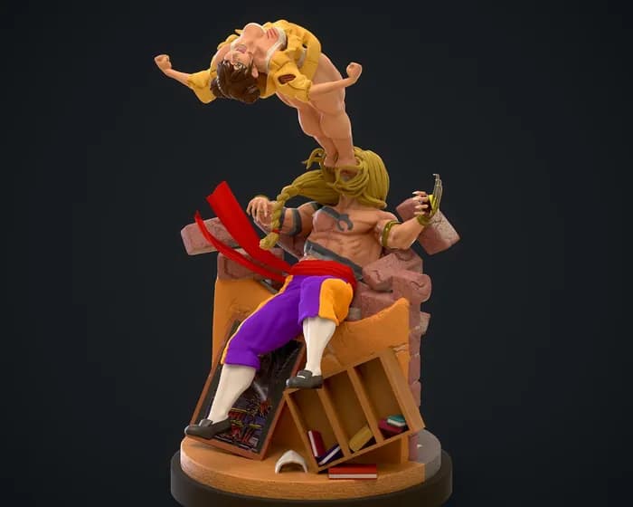 STL - ian robinson chun li vs vega statue render 1