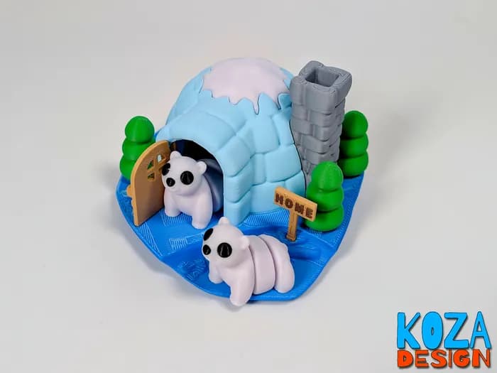 STL - Iglú de oso polar con tema de hogar render 3