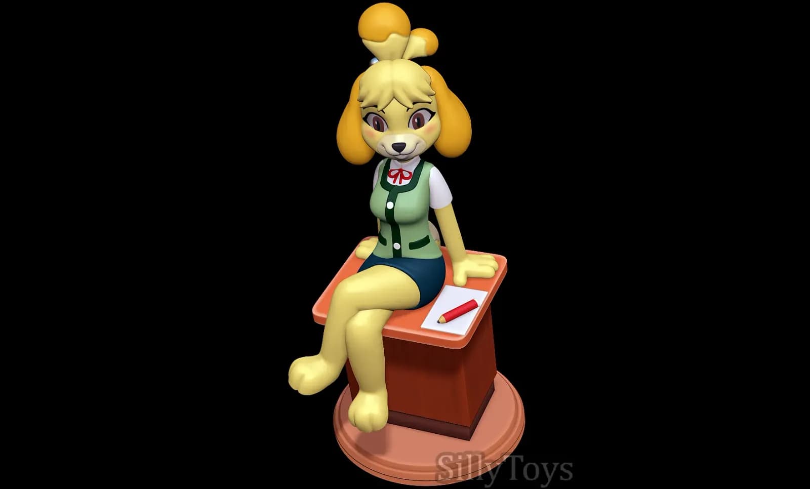 STL - Isabelle de Animal Crossing sentada render 3