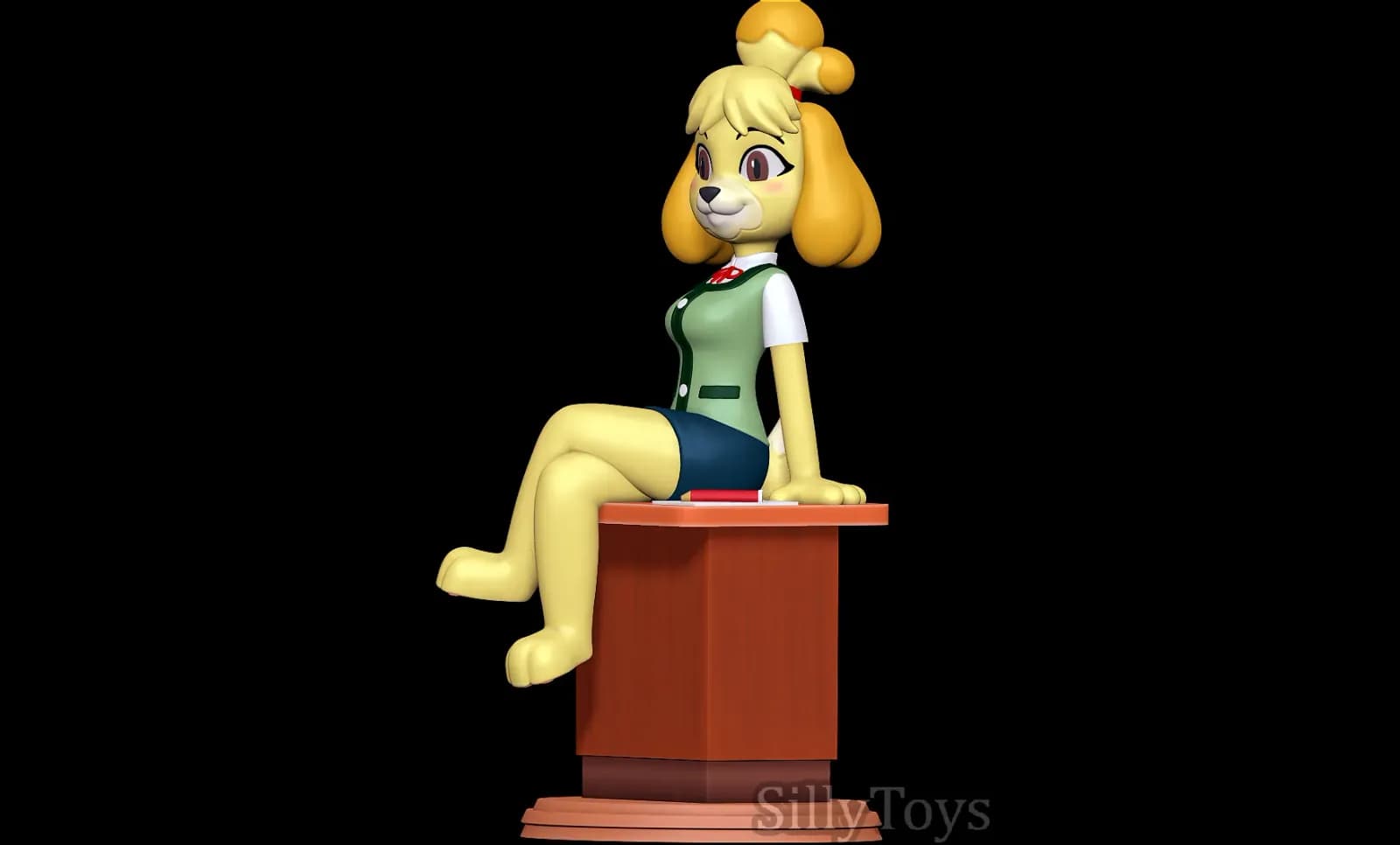 STL - Isabelle de Animal Crossing sentada render 5