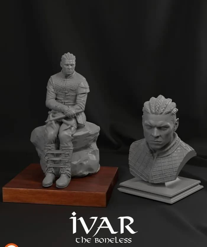 STL - ivar the boneless 3d print model render 1