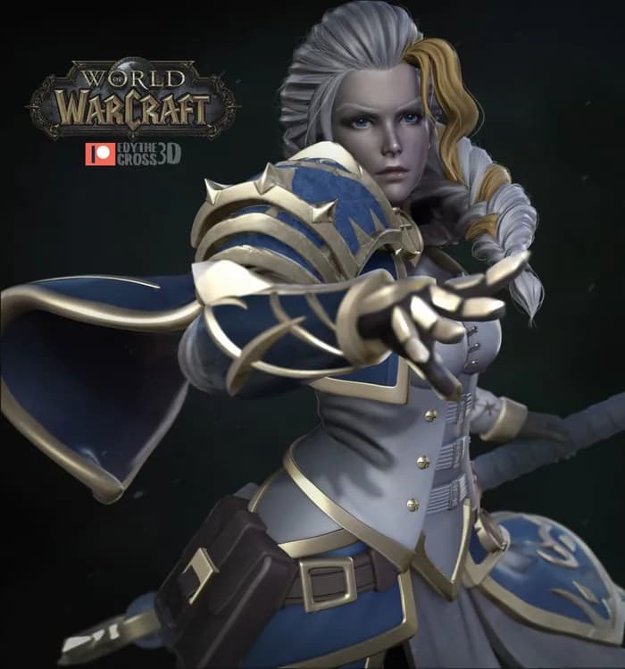 STL - jaina proudmoore world of warcraft 3d print model render 1