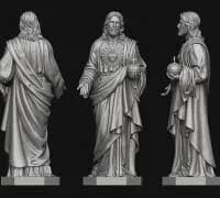 STL - jesus with sacred heart statue 3d print model render 1