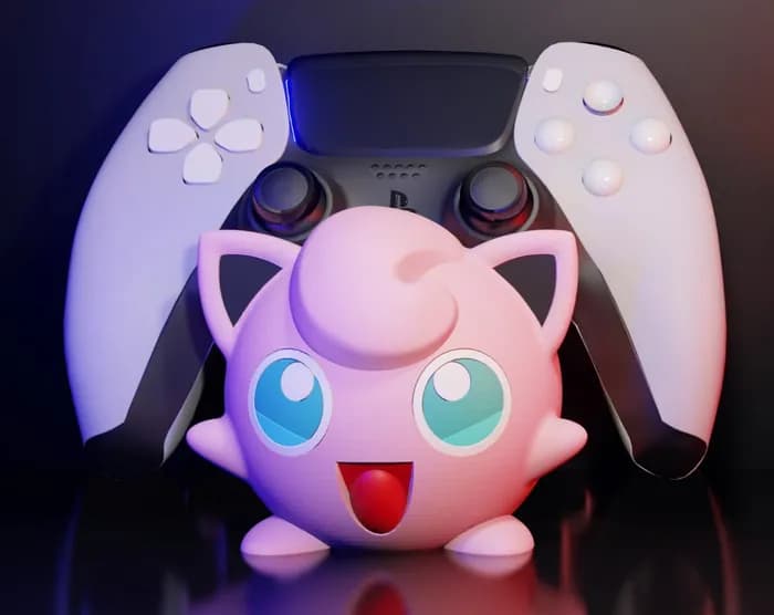 STL - jigglypuff joystick holder render 1