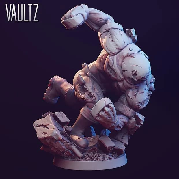STL - Juggernaut Zombie Guerrero de Piedra render 2