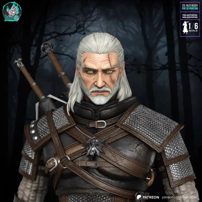 STL - kaidan 3d geralt of rivia the witcher render 2
