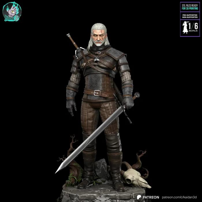 STL - kaidan 3d geralt of rivia the witcher render 4