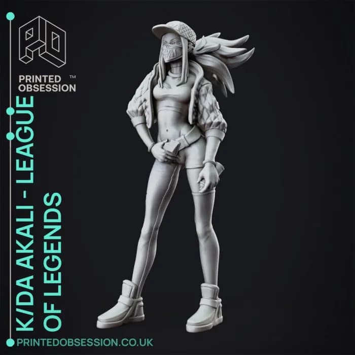 STL - kda akali lol 30 cm model render 2