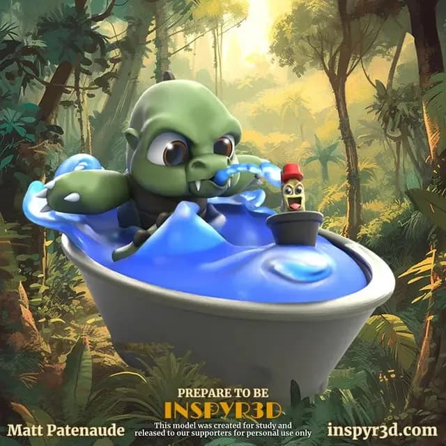 STL - KidZilla Bañera en la Jungla render 2