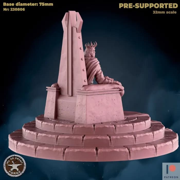 STL - king teren on throne render 3