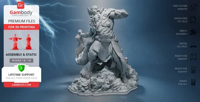 STL - king thor 3d printing figurine render 2