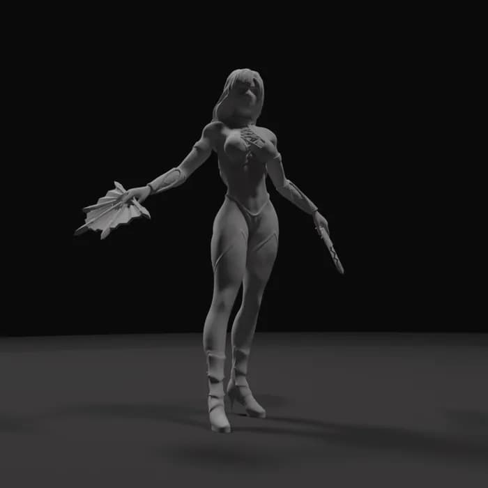 STL - kitana mortal kombat character for 3d print render 2