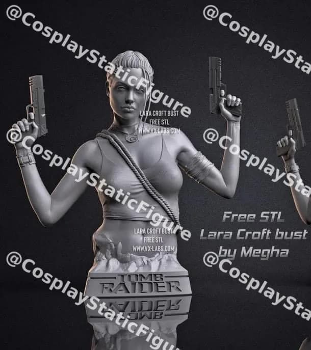 STL - lara croft angelina jolie bust (megha l) render 1