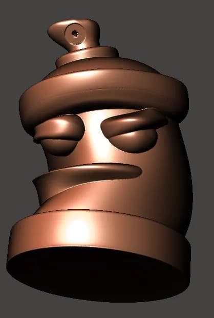 STL - Lata de spray con cara de caricatura render 2