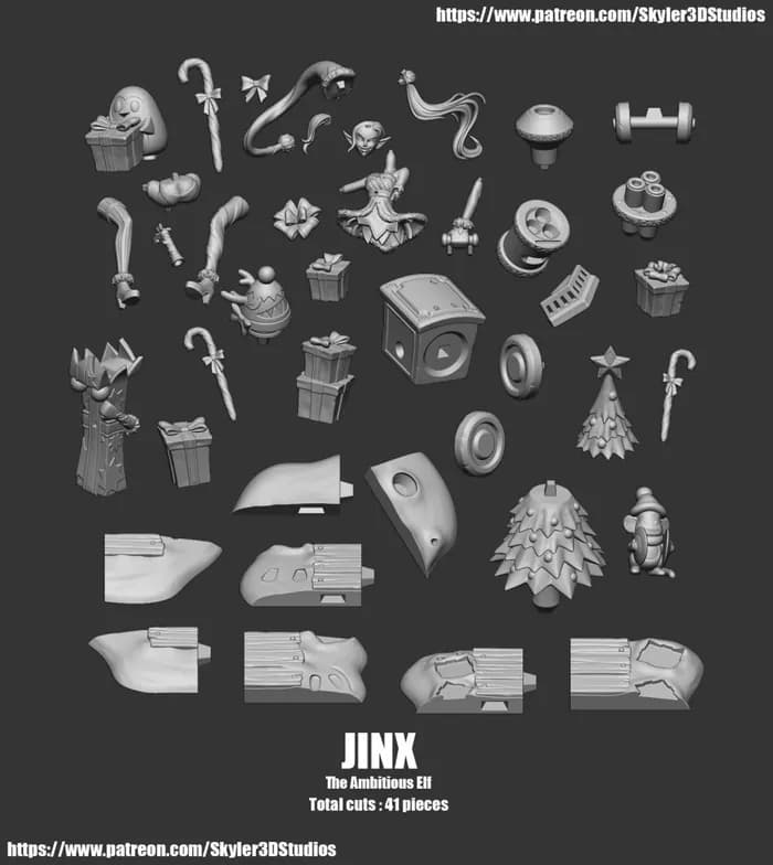 STL - league of legends jinx the ambitious elf skin 3d print model render 2