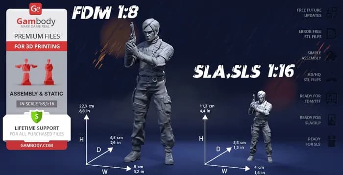 STL - leon kennedy resident evil 2 gambody render 3