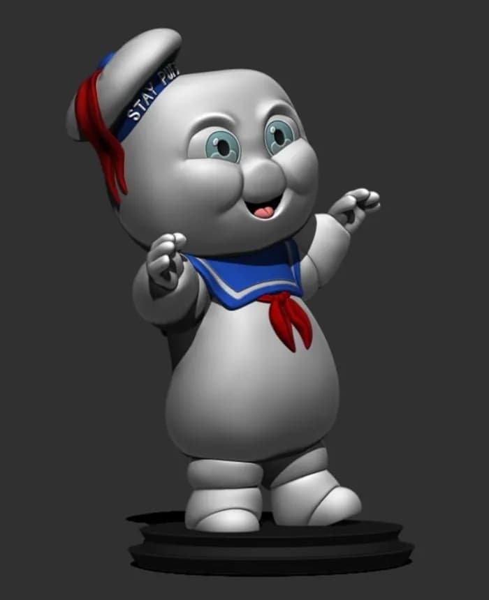 STL - little big head stay puft marshmallow man render 1