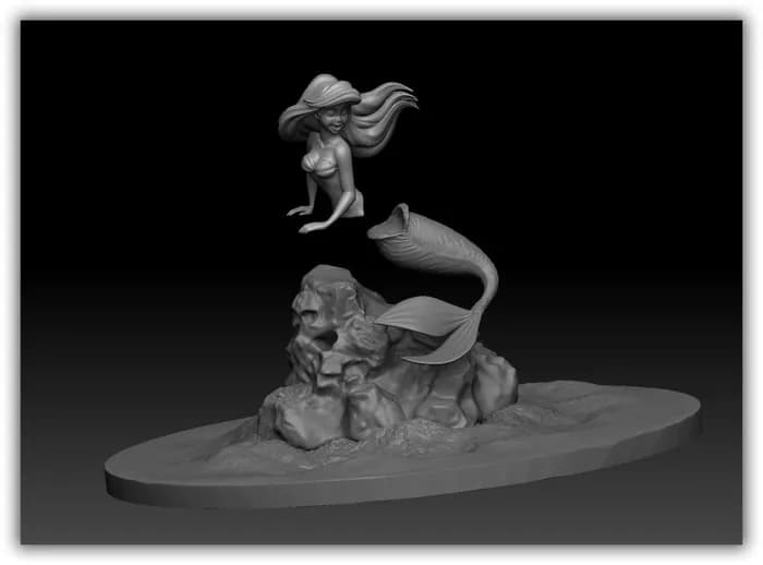 STL - little mermaid (mod split) render 2