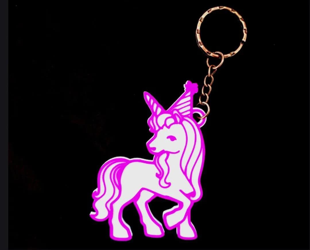 STL - Llavero de Unicornio con Gorro de Fiesta