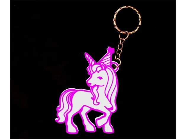 STL - Llavero de Unicornio con Gorro de Fiesta render 4