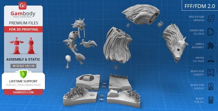 STL - lol kindred v2 gambody big 20 parts render 5