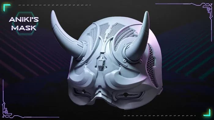 STL - loot studios neon warrior anikis mask render 1
