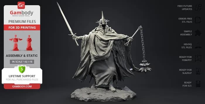 STL - lord of the nazgul 3d printing figurine render 3