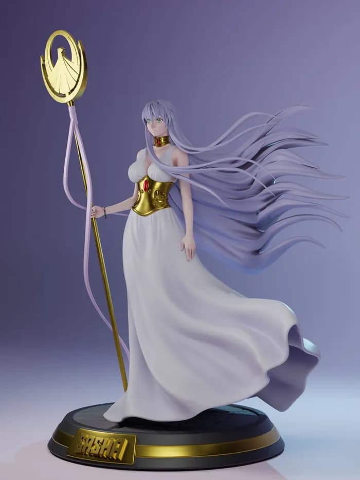 STL - lost canvas sasha(dress) statue 3d model render 1