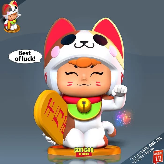 STL - lucky cat neko bea render 5