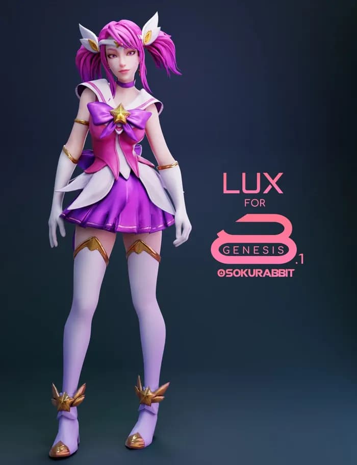 STL - lux star guardian for genesis 8 and 8 1 female render 1