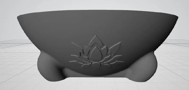 STL - Maceta de bonsái con diseño de loto render 1