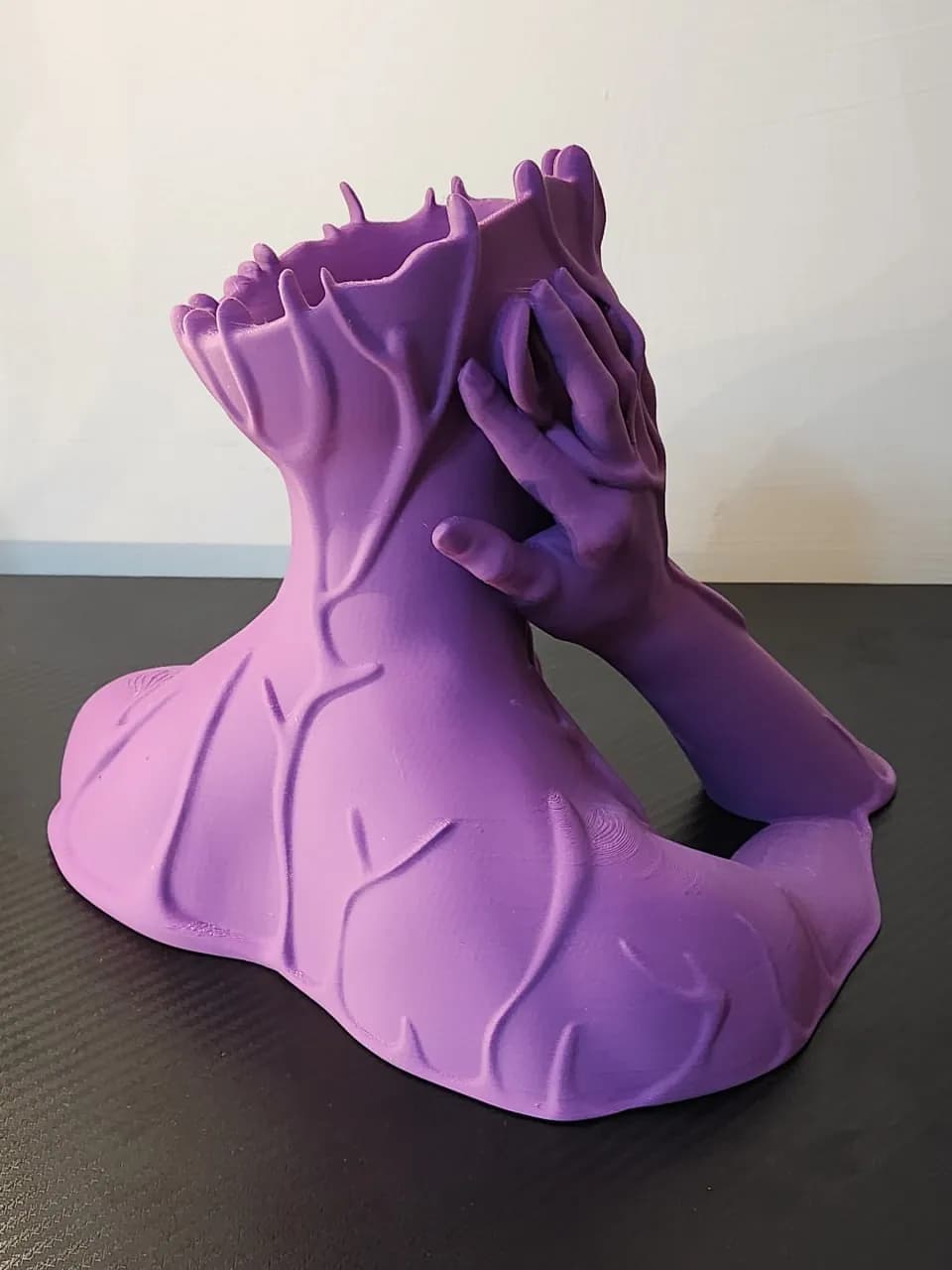 STL - Maceta de cabeza de mujer con expresión de angustia render 3