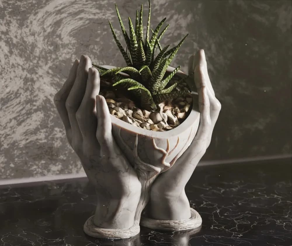 STL - Heart shaped Hands Planter Pot
