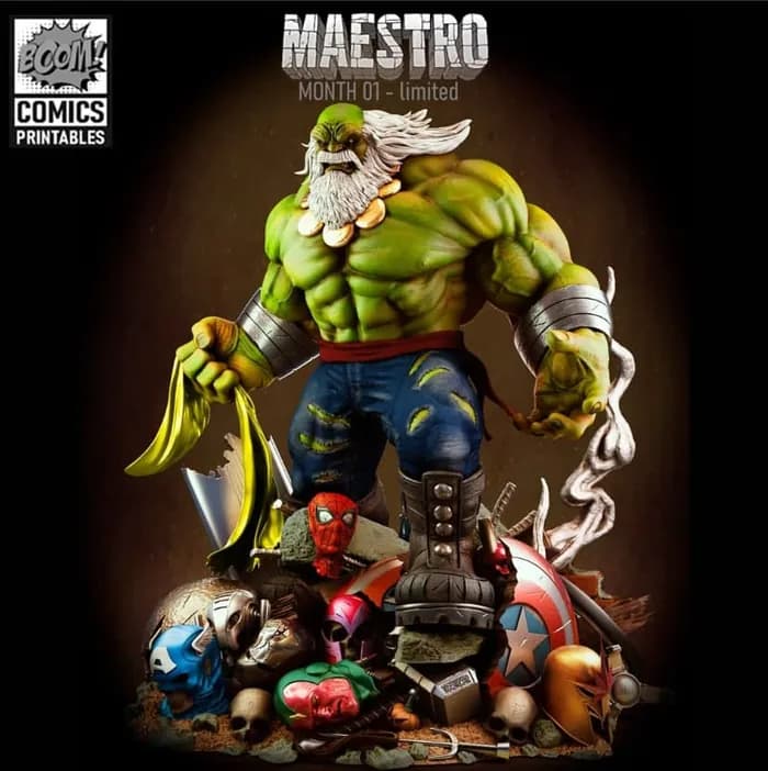 STL - Maestro Hulk Figura render 3