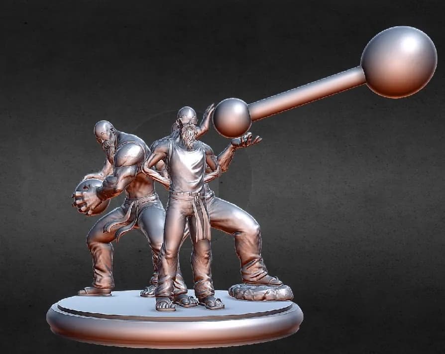 STL - Maestro Roshi y Krillin entrenando render 1