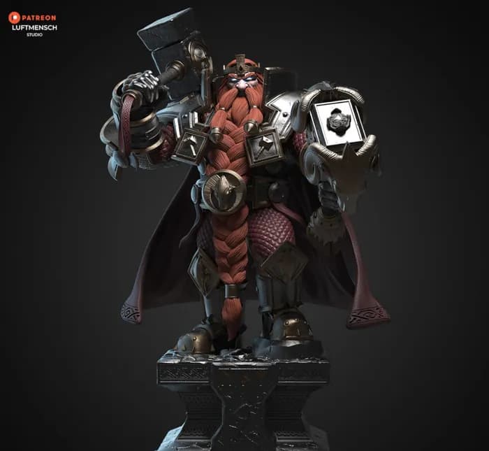 STL - magni bronzebeard 1 10 render 2