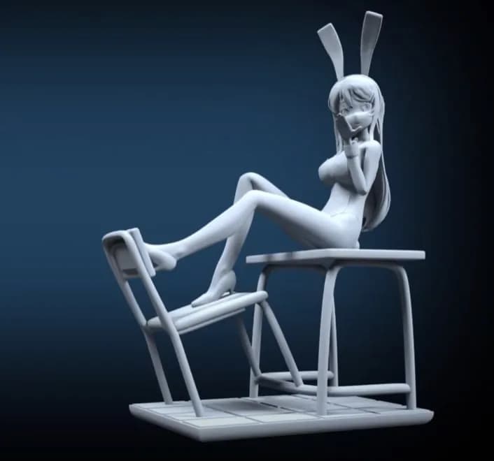 STL - Mai Sakurajima figura estilo conejita render 2