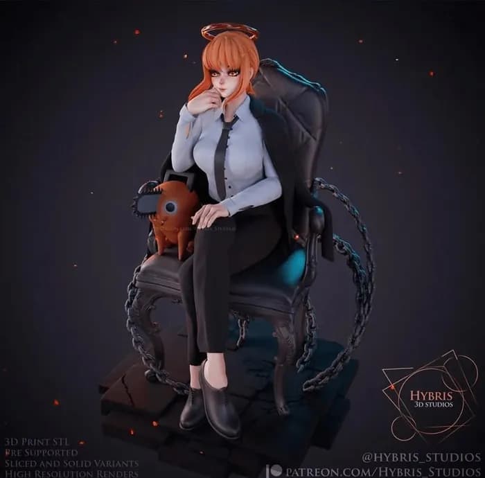 STL - Makima Chainsaw Man Figura de Angel render 2