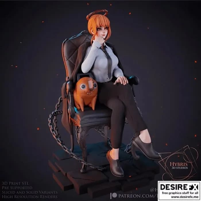 STL - Makima Chainsaw Man Figura de Angel render 3