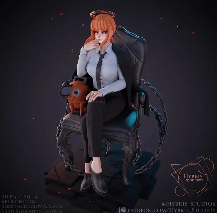 STL - Makima Chainsaw Man Figura de Angel render 5