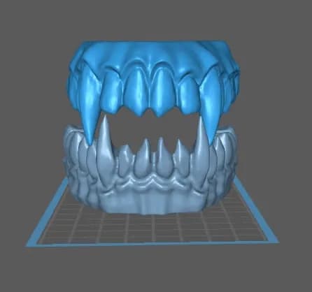 STL - Mandíbulas de criatura con colmillos render 1