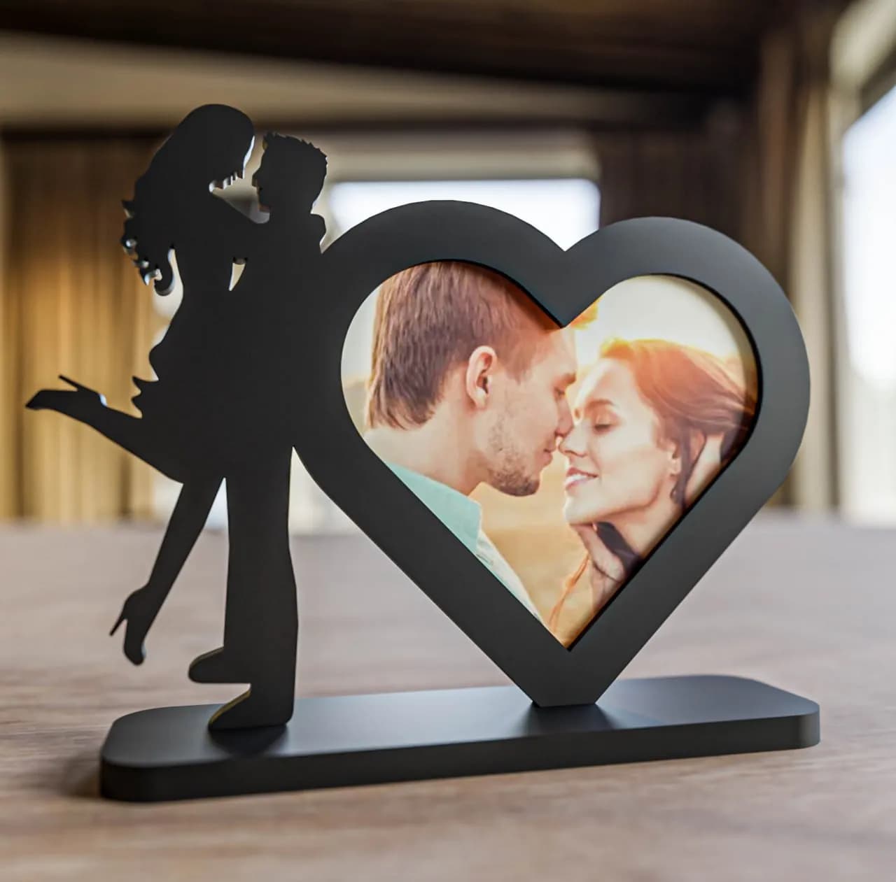 STL - Marco de Fotos Corazón con Pareja Bailando render 1