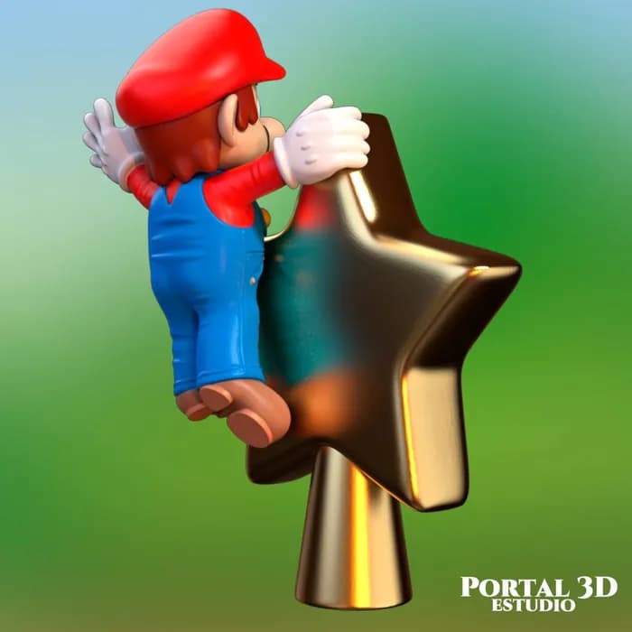 STL - mario christmas star portal 3d estudio render 2