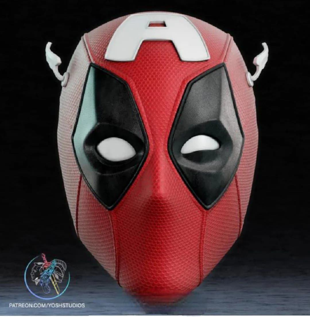 STL - Máscara de Deadpool estilo Capitán América render 1